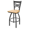 Holland Bar Stool Co 25" Swivel Counter Stool, Pewter Finish, Nat Maple Seat 82025PWNatMpl